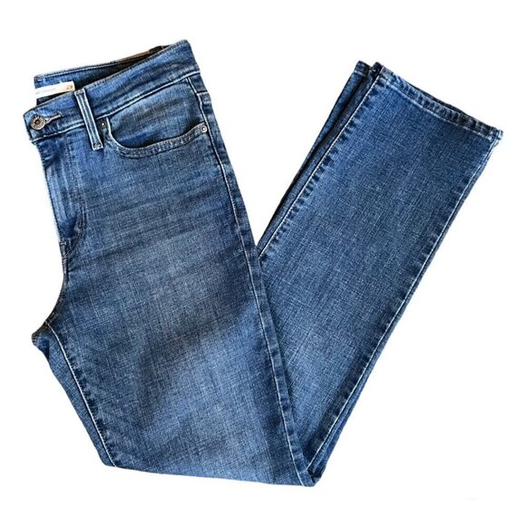 Women's Levi's Slimming Straight Fit Retro Stretch Denim Blue Jeans Size 29/30 - Picture 3 of 12